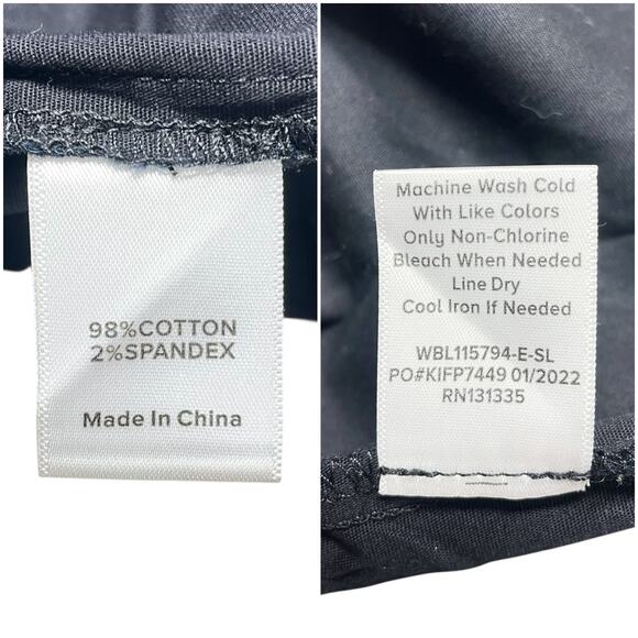 EVEREVE Felix Puff-Sleeve Poplin Button-Up Blouse in Black Size M Office Work - Picture 8 of 8